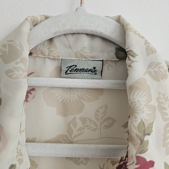 Vintage Penmans Floral Short Sleeve Sheer Blouse - Picture 2 of 6